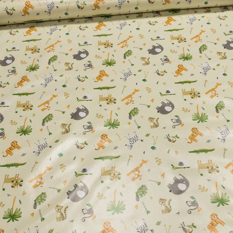 Ubrus PVC s textilním podkladem 5738410, safari zvířátka na žluté, š.140cm (metráž)