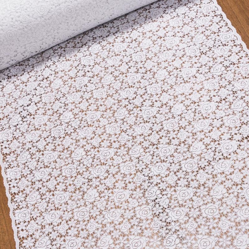 Ubrus PVC / štola DUTCH 2927, krajka, růžička bílá, š.50cm (metráž)