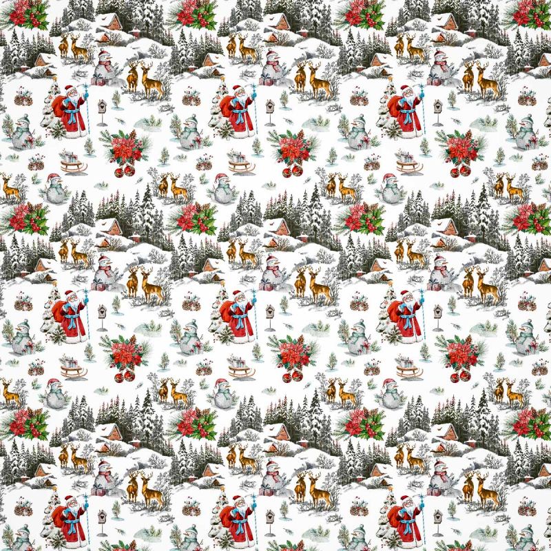 Ubrus PVC s textilním podkladem vánoční 1698-00 zasněžená krajina, š.140cm (metráž)