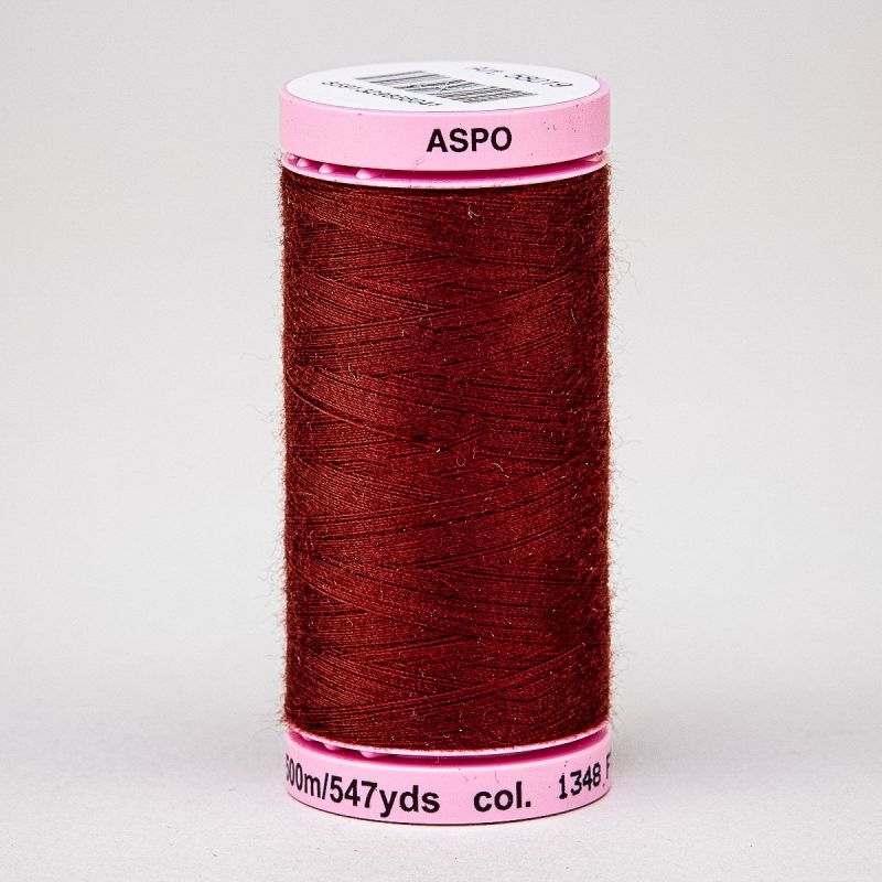 Univerzální šicí nit Amann ASPO 120 polyesterová, tmavá cihlová 1348, návin 500m 