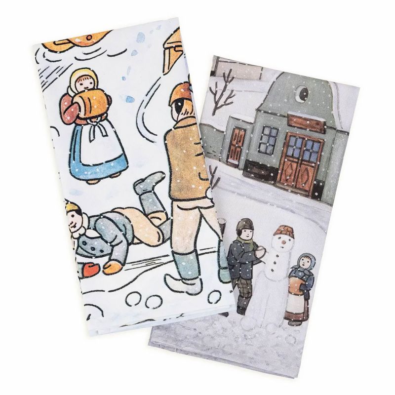 Utěrky JOSEF LADA ZIMA-ZIMNÍ ZÁBAVY, bílá, 2 kusy 50x64cm