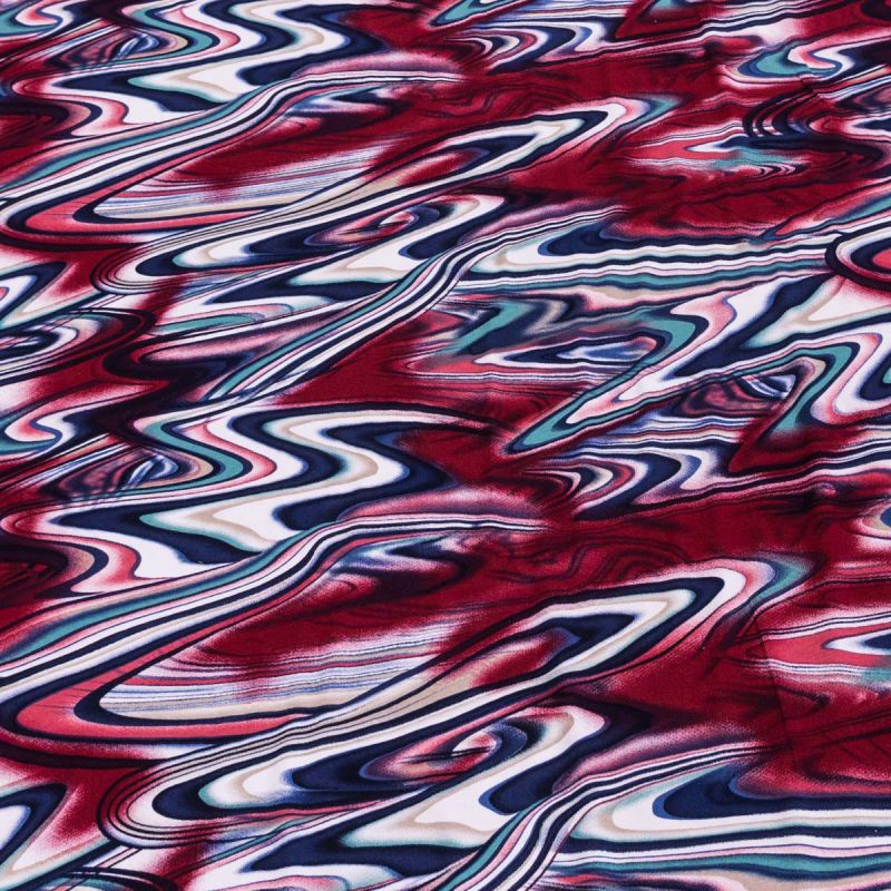Viskózový úplet 4580/01, abstraktní vínové vlny, š.150cm (látka v metráži)