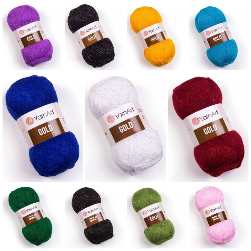 Pletací příze YarnArt GOLD jednobarevná s lurexem, efektní, 100g/400m
