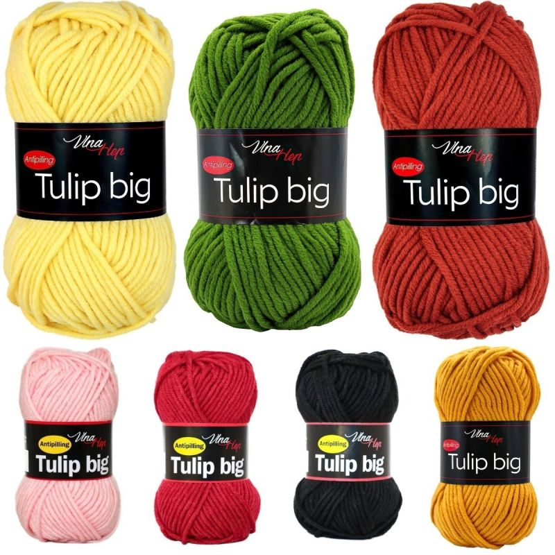 Pletací / háčkovací příze Vlna-Hep TULIP BIG jednobarevná, antipillingová, 100g/72m