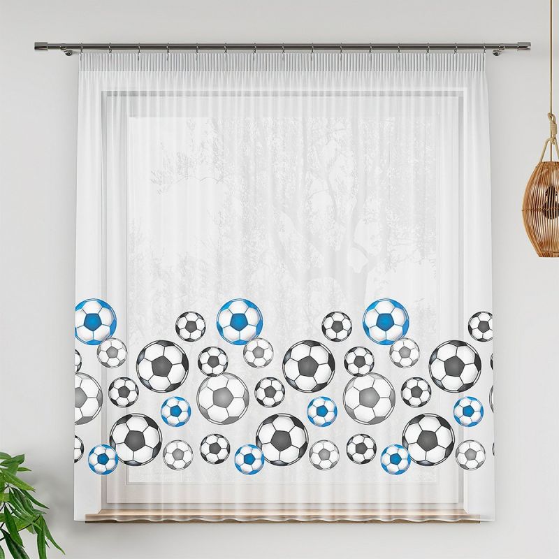 Voálová záclona dětská FOTBAL, s olůvkem, barevná (více výšek, v metráži)