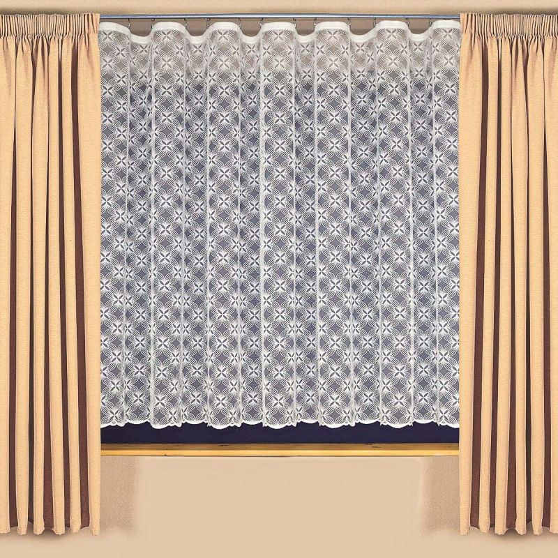 Žakárová záclona A3910 ornamenty, celoplošný vzor, bílá (více výšek, v metráži)