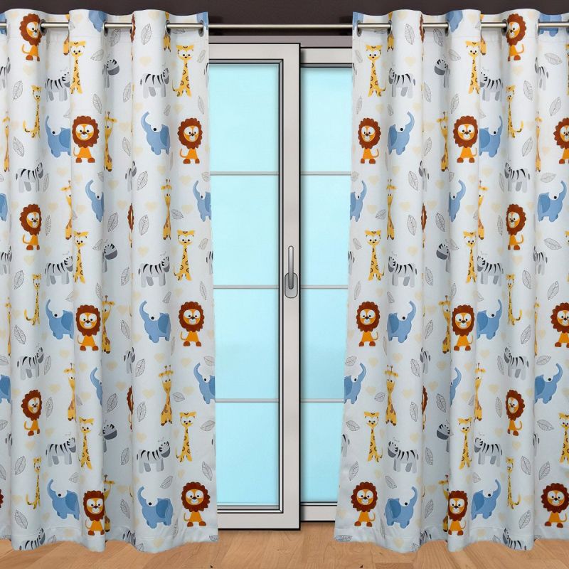 Zatemňovací / termoizolační závěs, dětský blackout 10027/02 ZOO na bílé, šířka 150cm (látka v metráži)