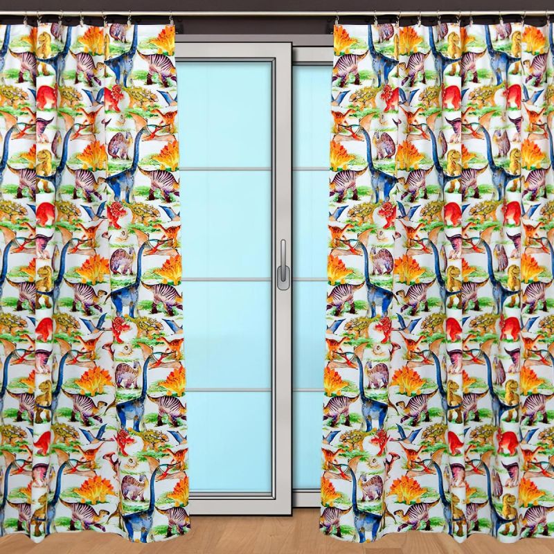 Zatemňovací / termoizolační závěs, dětský blackout 10004/08 KRESLENÍ DINOSAUŘI, šířka 150cm (látka v metráži)