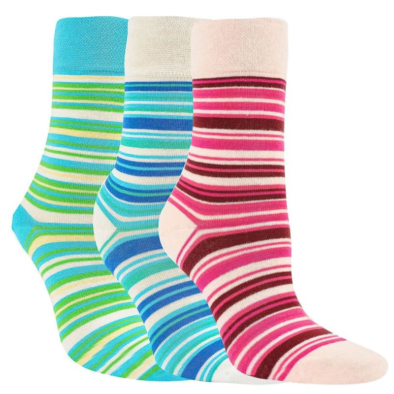 Ponožky zdravotní 1203423, proužky mix, zkrácené, bez gumiček, dámské, 3 páry (více velikostí)