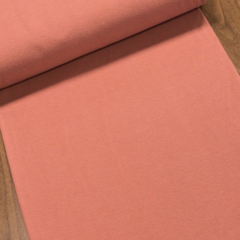 Žebrovaný bavlněný úplet 6201/1711 jemný / hladký, světlý starorůžový, š.35cm (látka v metráži)