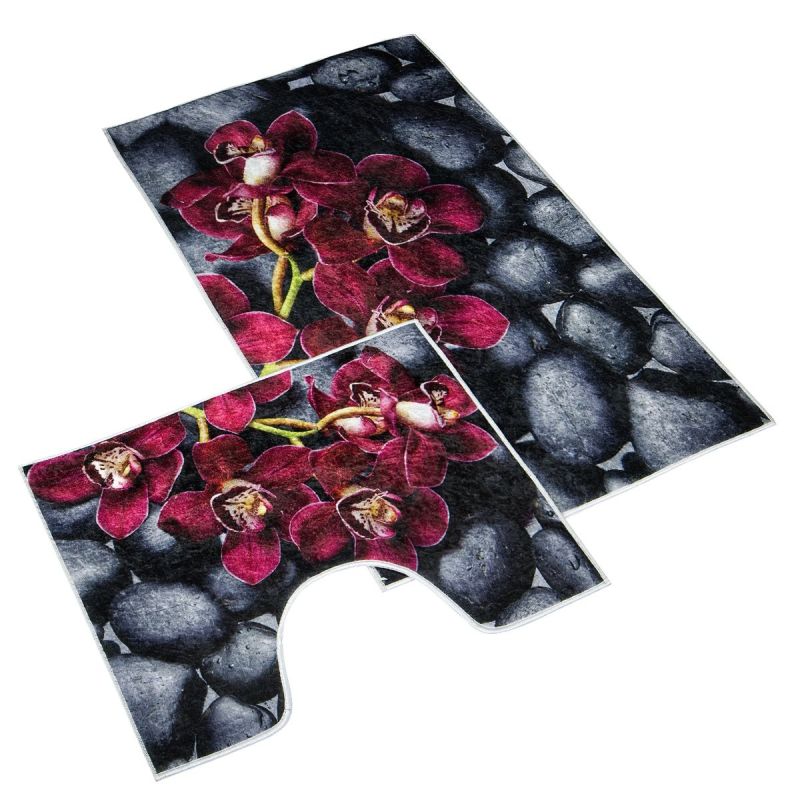 Koupelnová souprava 3D FOTOTISK ORCHIDEA, 100x60cm (předložka) + 60x50cm (na WC)