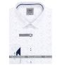 Pánská košile AMJ bavlněná, bílá modře žíhaná, VDBR1314, dlouhý rukáv (regular + slim-fit + prodloužený slim-fit)