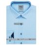Pánská košile AMJ bavlněná, modrá vzorovaná, VDBR1321, dlouhý rukáv (regular + slim-fit + prodloužený slim-fit)