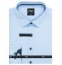 Pánská košile AMJ bavlněná, světle modrá puntíkovaná, VDR1348, dlouhý rukáv (regular + slim-fit + prodloužený slim-fit)
