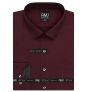 Pánská košile AMJ bavlněná, vínová jemně tečkovaná, VDR1428, dlouhý rukáv (regular + slim-fit + prodloužený slim-fit)