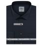 Pánská košile AMJ bavlněná, tmavě modrá s béžovými křížky VDB1397, dlouhý rukáv (regular + slim-fit + prodloužený slim-fit)