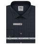Pánská košile AMJ bavlněná, černá s béžovými čárkovanými puntíky VDB1405, dlouhý rukáv (regular + slim-fit + prodloužená délka)
