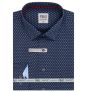 Pánská košile AMJ bavlněná, tmavě modrá se světle modrými tečkami a vzory, VDBR1316, dlouhý rukáv (regular + slim-fit)