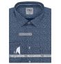 Pánská košile AMJ bavlněná, tmavě modrá s bílým prší vzorem VDBR1382, dlouhý rukáv (regular + slim-fit + prodloužená délka)