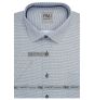 Pánská košile AMJ bavlněná, bílá, tmavě modře síťovaná, VKBR1431, krátký rukáv, (regular + slim fit)