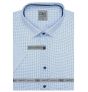 Pánská košile AMJ bavlněná, bílá s modrými tečkovanými křížky VKBR1206, krátký rukáv (regular + slim fit)