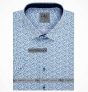Pánská košile AMJ bavlněná, modro-bílá mramorová kostka VKBR1208, krátký rukáv (regular + slim fit)