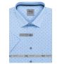 Pánská košile AMJ bavlněná, světle modrá s tečkami a čárkami, VKBR1372, krátký rukáv, (regular + slim fit)