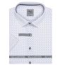 Pánská košile AMJ bavlněná, bílá s drobnými kytičkami VKBR1223, krátký rukáv, (regular + slim fit)