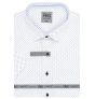 Pánská košile AMJ bavlněná, bílá puntíkovaná VKBR1288 krátký rukáv, (regular + slim fit)