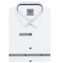 Pánská košile AMJ bavlněná, bílá s drobnými písmenky VKBR1275, krátký rukáv, (regular + slim fit)