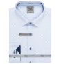Pánská košile AMJ z lyocellu, bílá s modrými tečkami, VDER1423, dlouhý rukáv (regular + slim-fit)