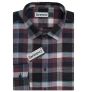 Pánská košile GREED flanelová, vínovo-černá károvaná SDF394, dlouhý rukáv, regular fit