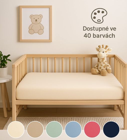 Jersey prostěradlo do postýlky (54 barev, více dětských rozměrů)