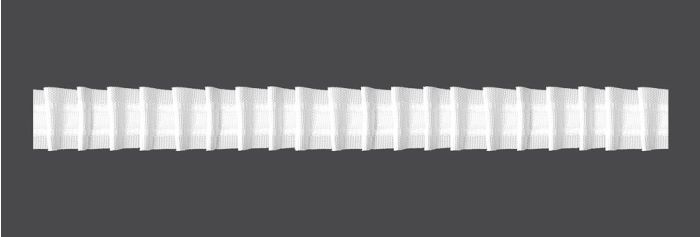 Záclonová řasící páska, stuha F1-200, tužkové sklady, řasení 1:2, bílá, šířka 2,5cm (v metráži)