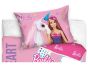 Dětské povlečení do postýlky BARBIE A DUHOVÝ JEDNOROŽEC, růžové, bavlna hladká, 100x135cm + 40x60cm