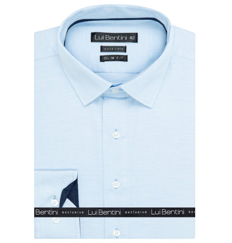 Pánská košile Lui Bentini, světle modrá vzorovaná LDS230, dlouhý rukáv, slim fit