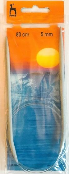 Pletací jehlice PONY, hliníkové, kruhové, 1 kus, délka 80cm, velikost 5mm
