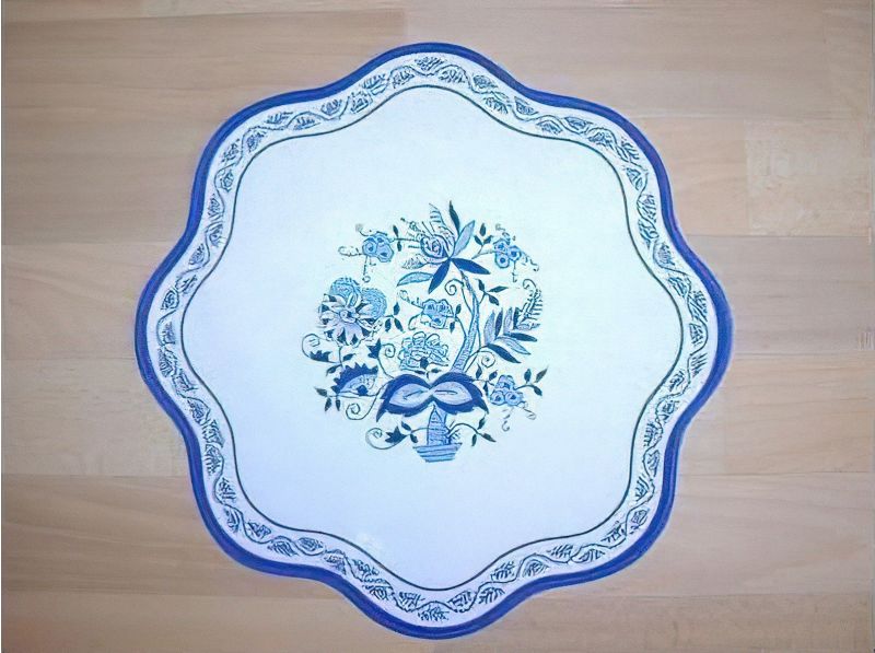 Kuchyňský ubrus / prostírka CIBULÁK, modrobílý, průměr 36cm (kruh) 