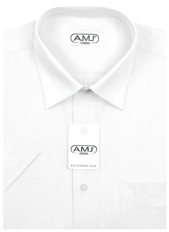 Pánská košile AMJ jednobarevná JK018, bílá, krátký rukáv