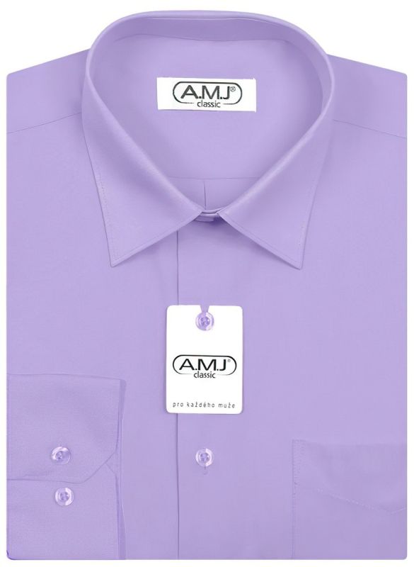 Pánská košile AMJ jednobarevná JD062, fialková, dlouhý rukáv