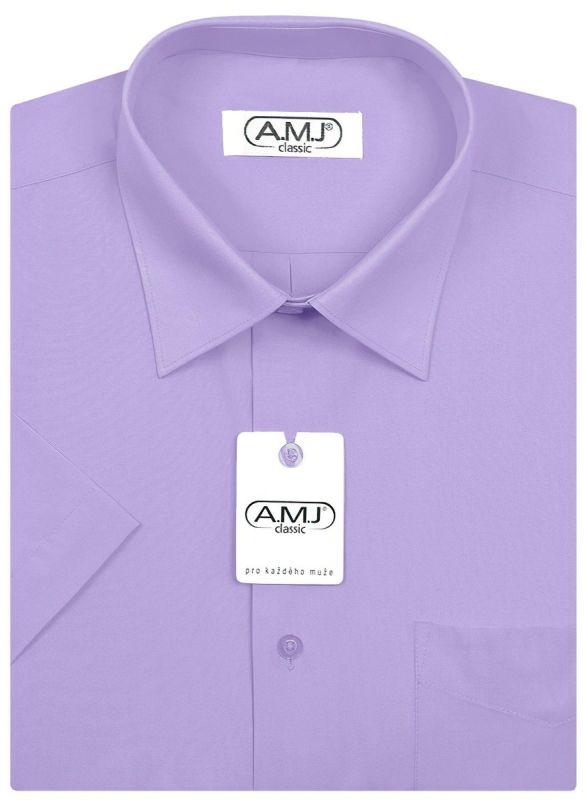 Pánská košile AMJ jednobarevná JK062, světle fialová, krátký rukáv