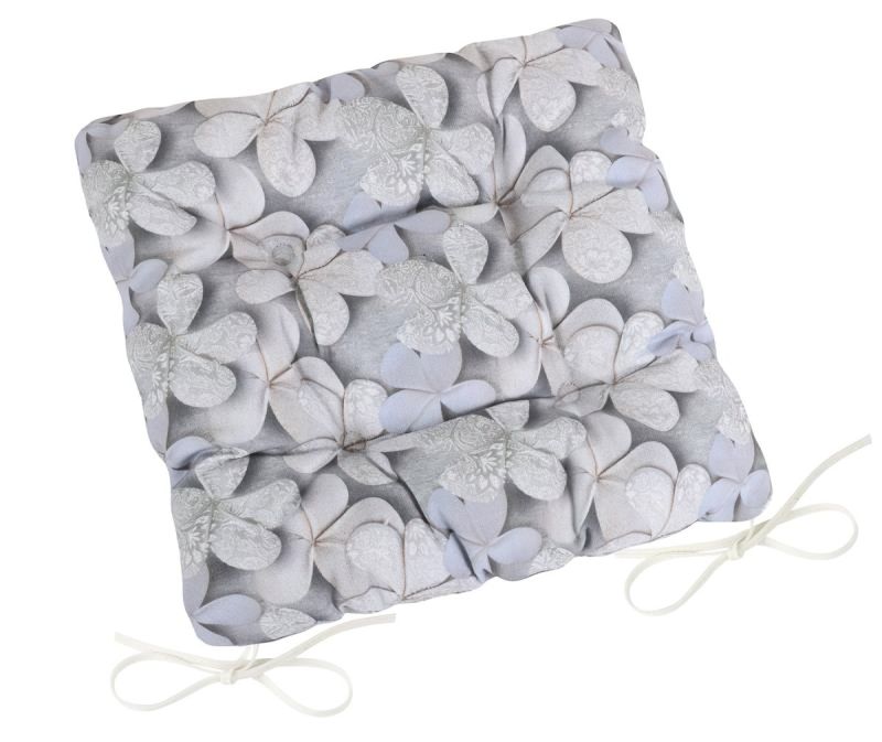 Prošívaný sedák DITA 41/401, ŠEDÝ KVĚT, čtverec 40x40cm