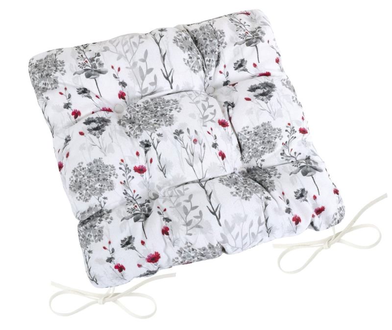 Prošívaný sedák DITA 41/405, ŠEDÉ VĚTVIČKY, čtverec 40x40cm