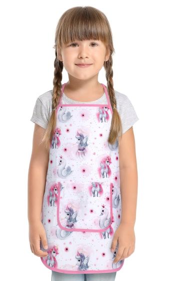 Dětská kuchyňská zástěra 7850/032, JEDNOROŽEC, růžová 47x60cm, 5-8 let