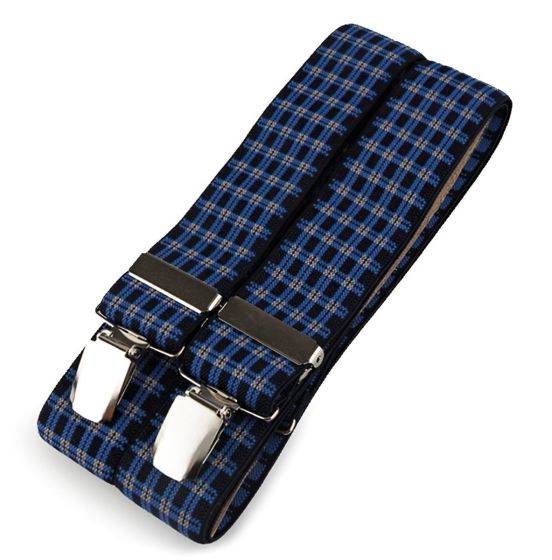 Šle pánské, délka 125cm, šíře 3,5cm, tvar X, modro-černé káro, 650253/40