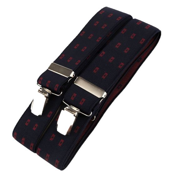 Šle pánské, délka 125cm, šíře 3,5cm, tvar X, tmavě modré s obdélníčky, 650253/41