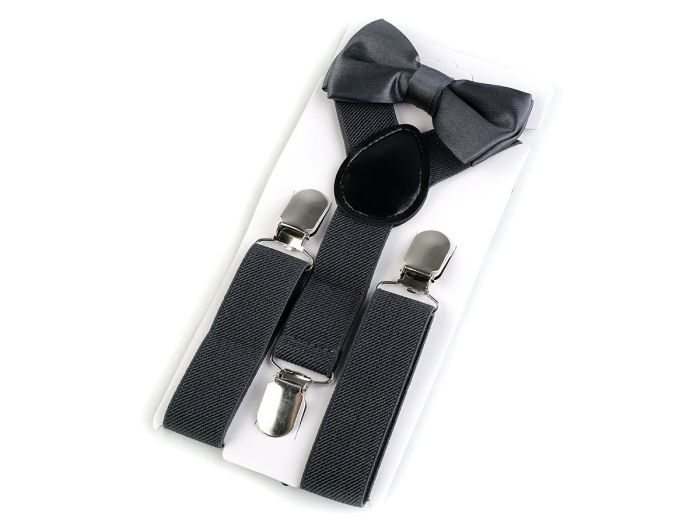 Dětská společenská chlapecká sada (2-6 let), motýlek a šle 650332/03, šedá