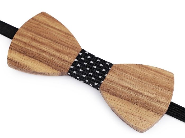 Dřevěný motýlek pánský 770144/10, přírodní, hnědý / černá