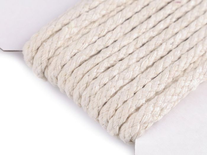 Bavlněná pletená šňůra / provaz MACRAMÉ, režná, návin 100m, průměr 4mm