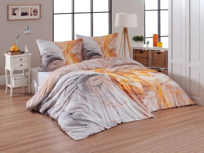 Povlečení Matějovský AMBROSIA, šedo-zlaté šmouhy / vlnky, bavlněný MAKO satén, digitál (více rozměrů)